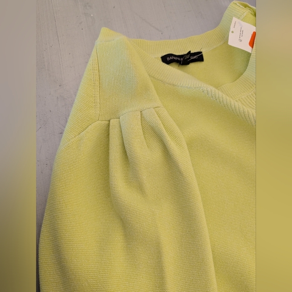 NWT Banana Republic Balloon Sleeve Knit 42%Cotton lime green Sweater Top Size XL - Picture 9 of 12